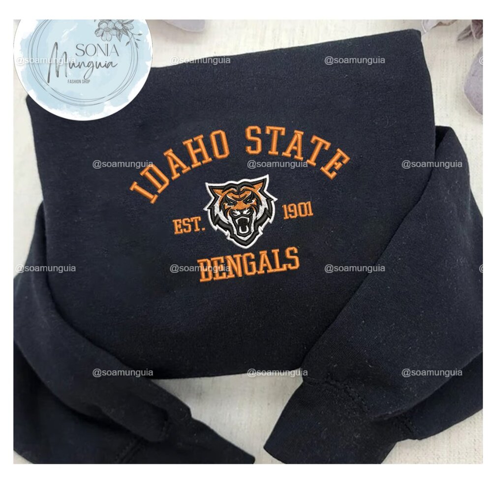 Idaho State Bengals Embroidered Sweatshirt Est. 1901 NCAA College shirt black